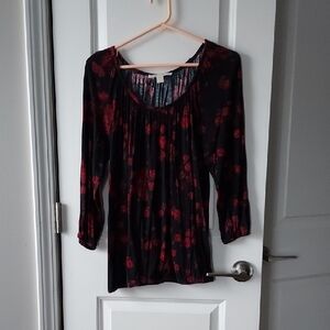 MICHAEL Michael Kors Black and Red Floral Blouse Medium